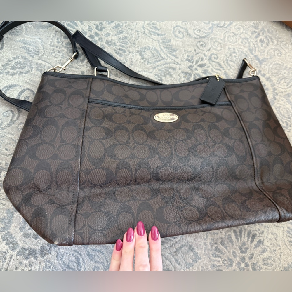 Coach Dark Brown Signature Shoulder Bag